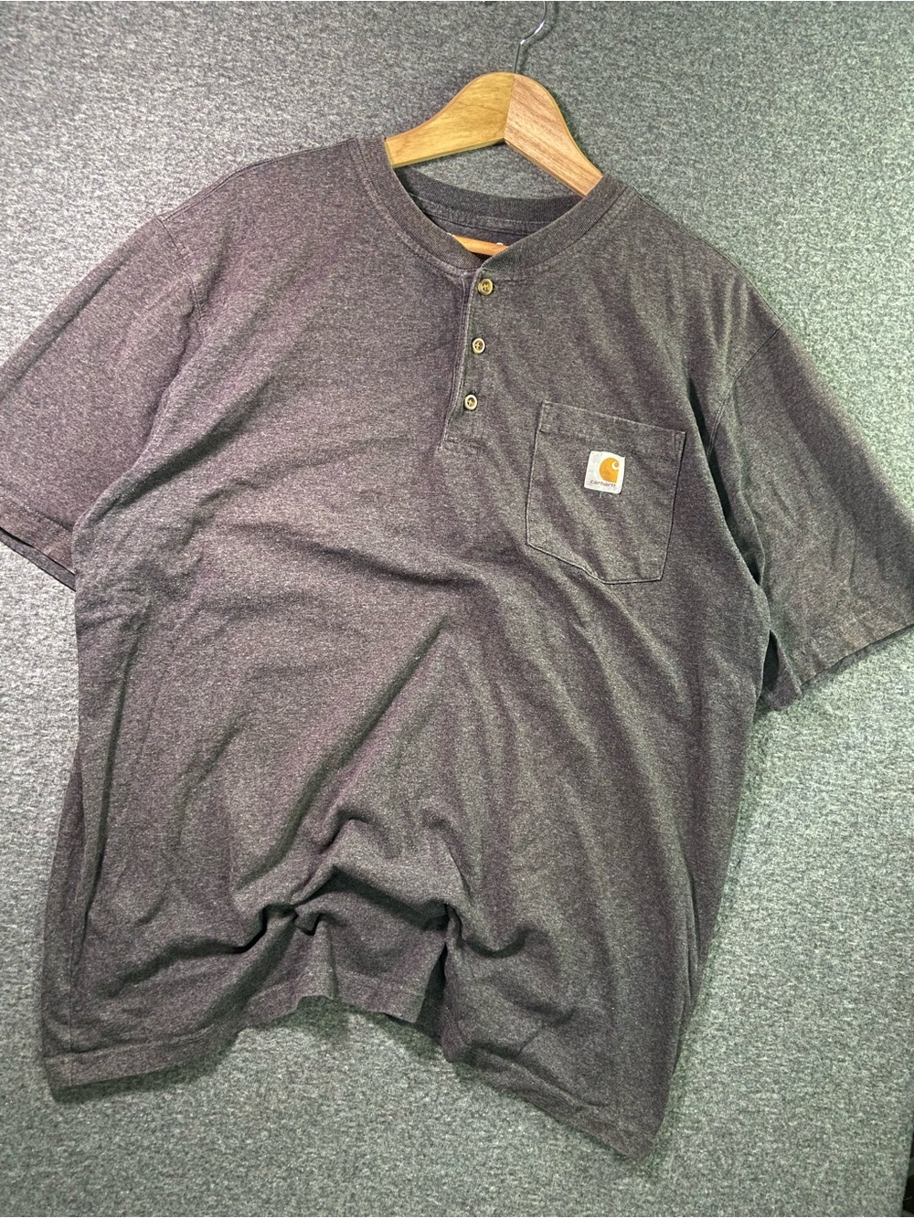 Carhartt K84 Heavyweight Henley Pocket T-Shirt Mens Large Tall Grey Loose Fit